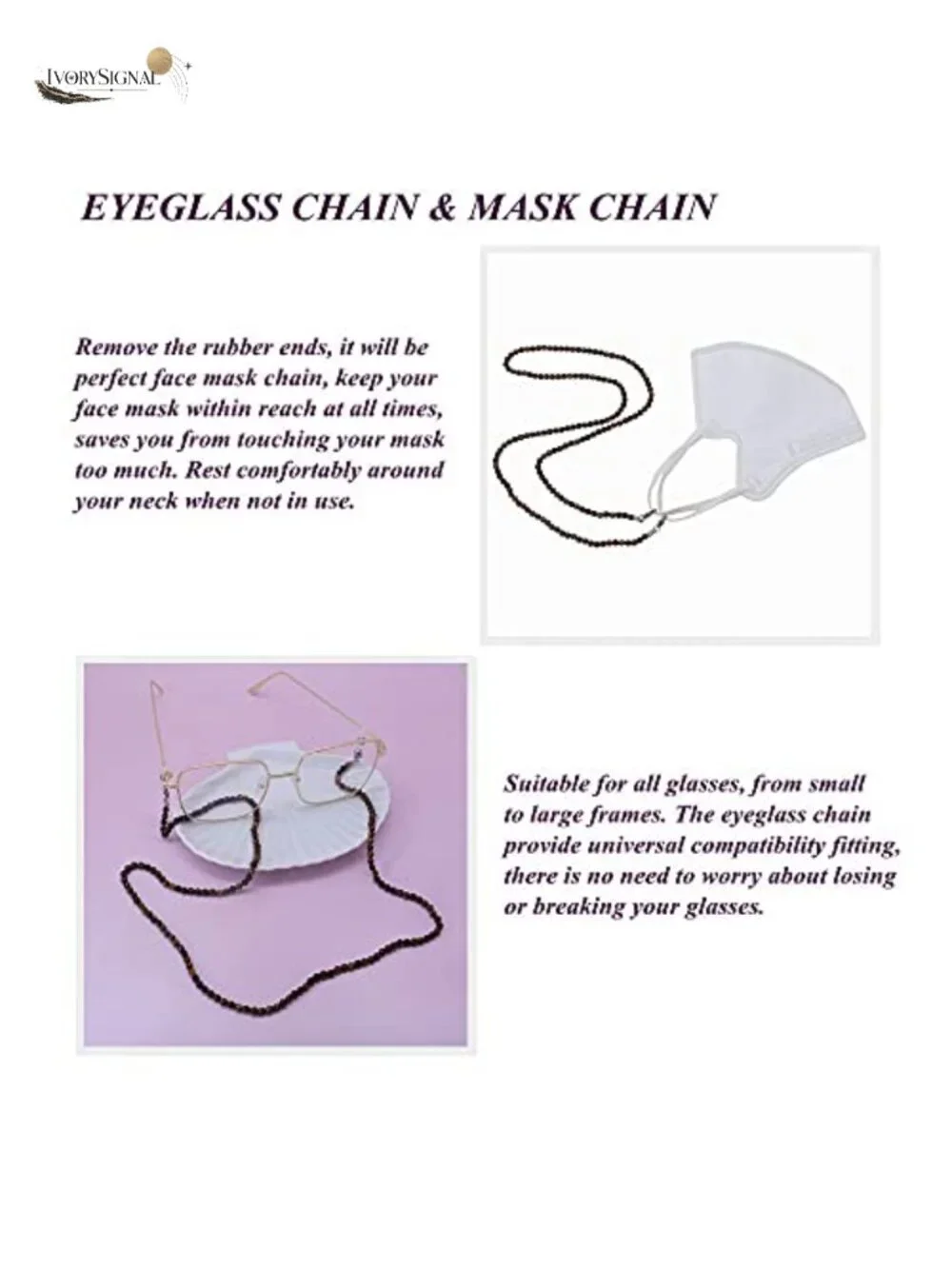 Natural Stone Beaded Eyeglass Chain Lanyard for Women Adjustable Glasses Holder